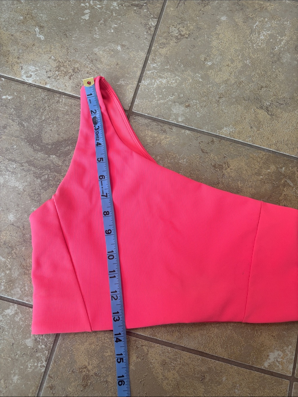 WILO the label Hot coral One Shoulder ribbed Active Bra top cropped Top Size L - Picture 9 of 11